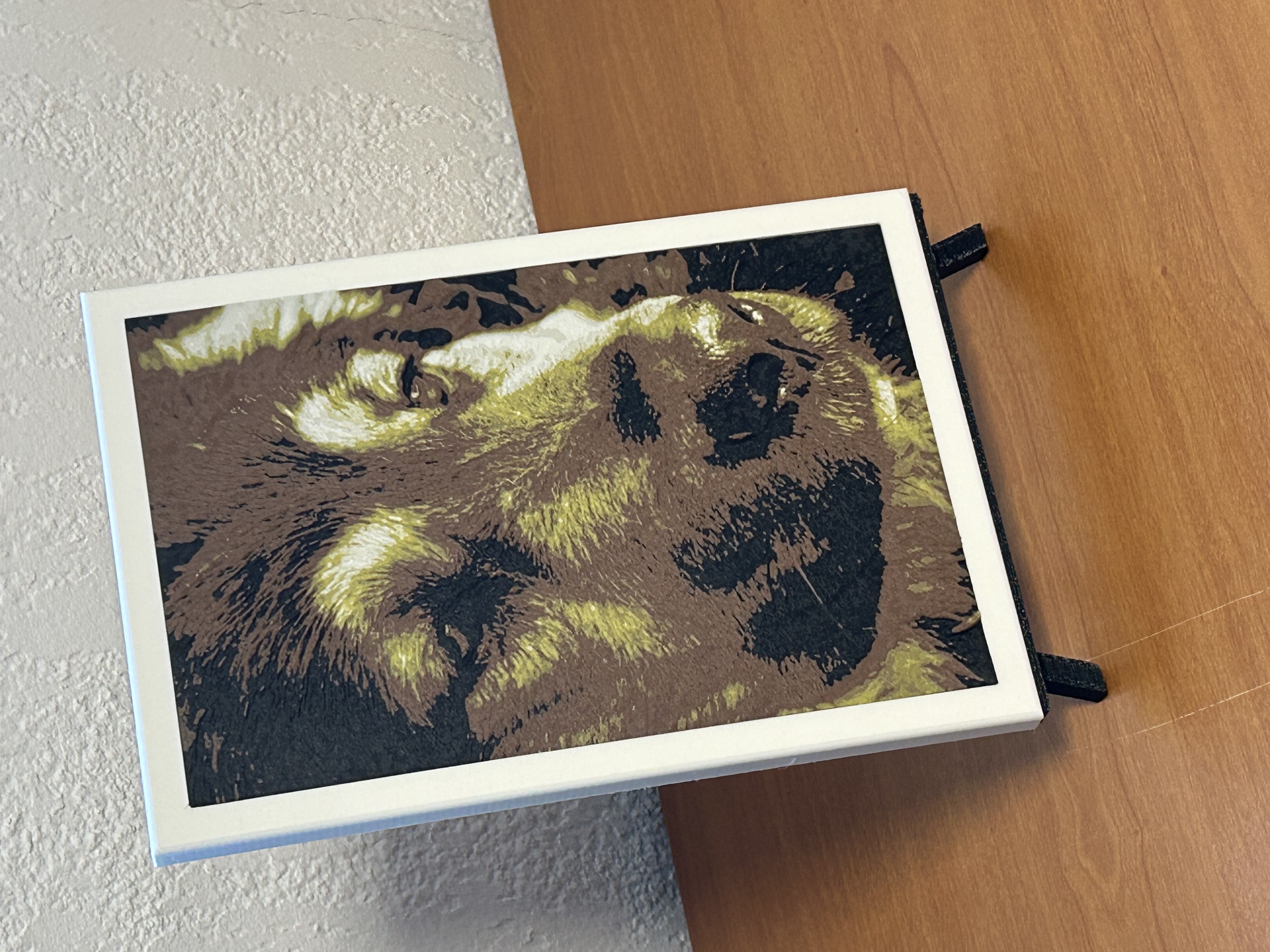 Tableau lion réalisé en impression 3D HueForge par JM3D