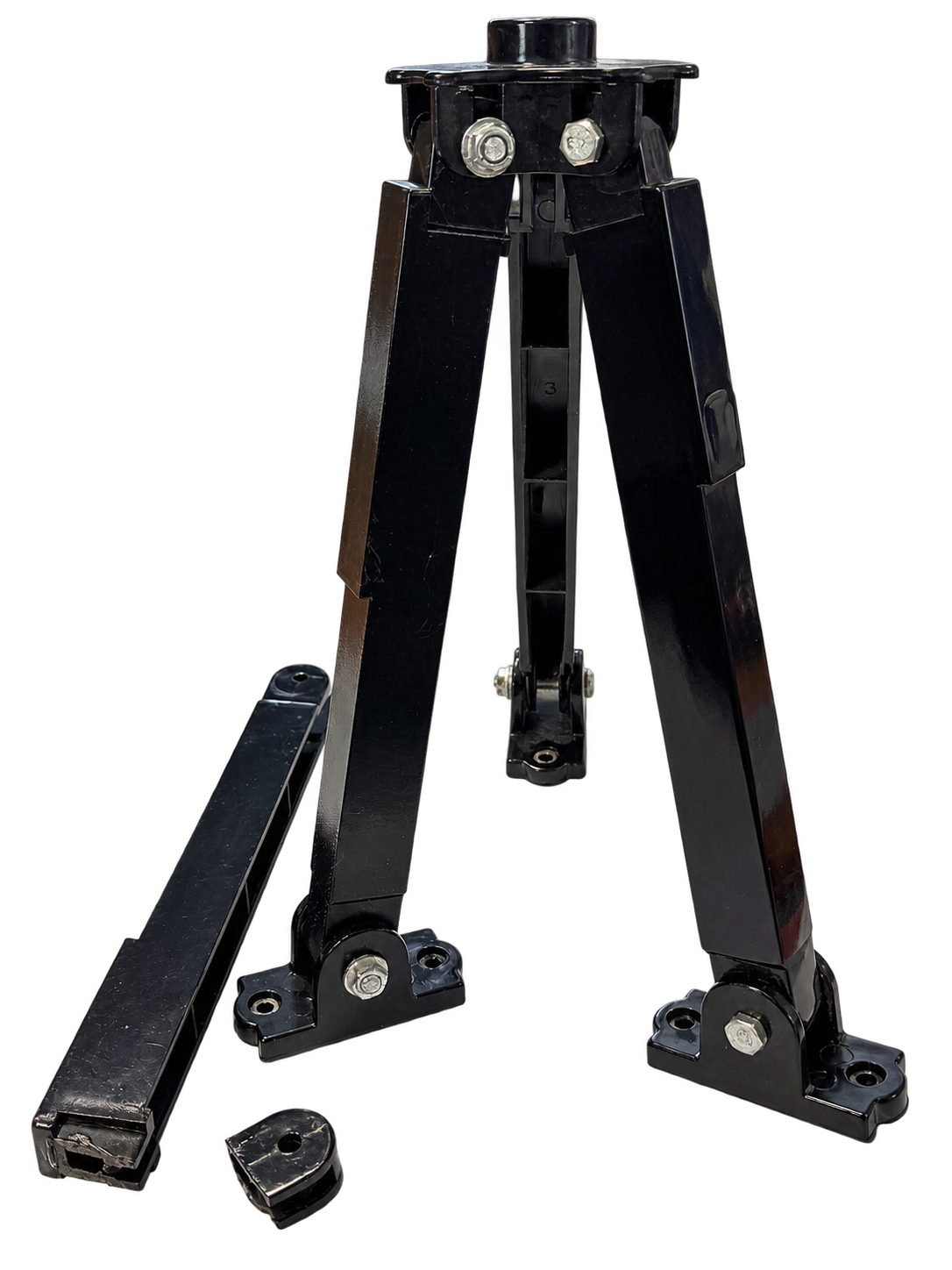 Trépied de lunette astronomique réparé, avec les anciennes pièces à côté